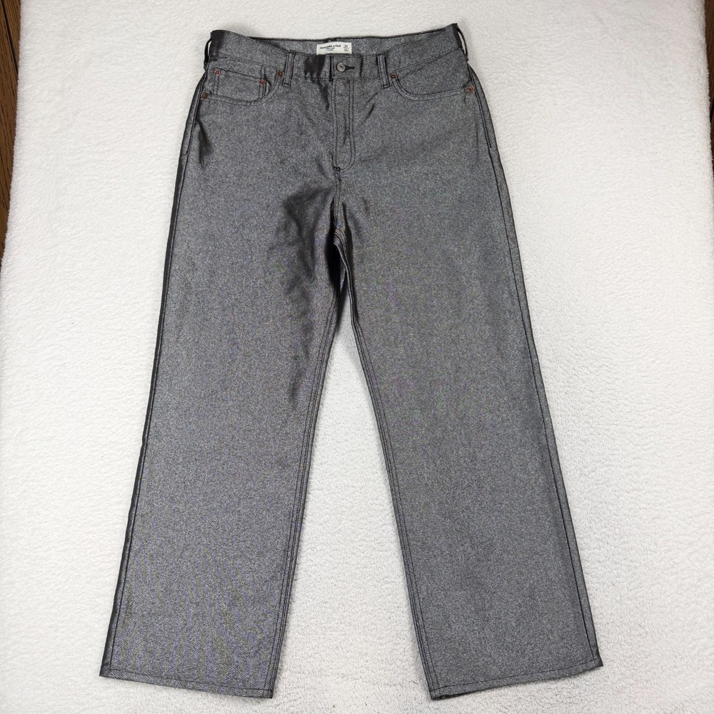 Abercrombie & Fitch Women's Loose High Rise Wide Leg Jeans 32 (36x29) Sparkles